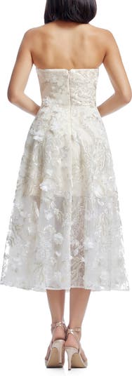 Kailyn Sequin Floral Appliqué Strapless Cocktail Dress