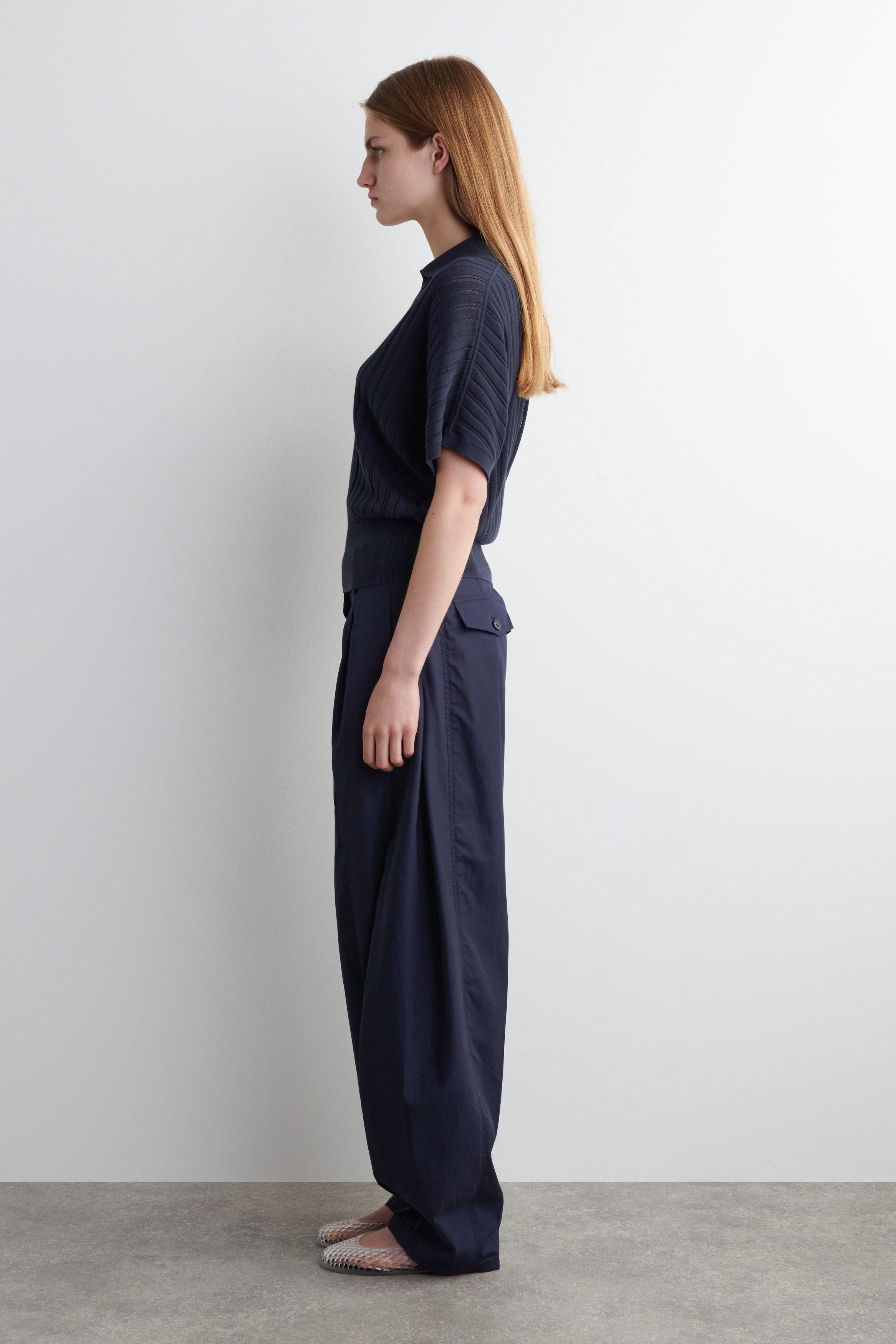 Pleated Cotton Barrel-Leg Trousers - image 4