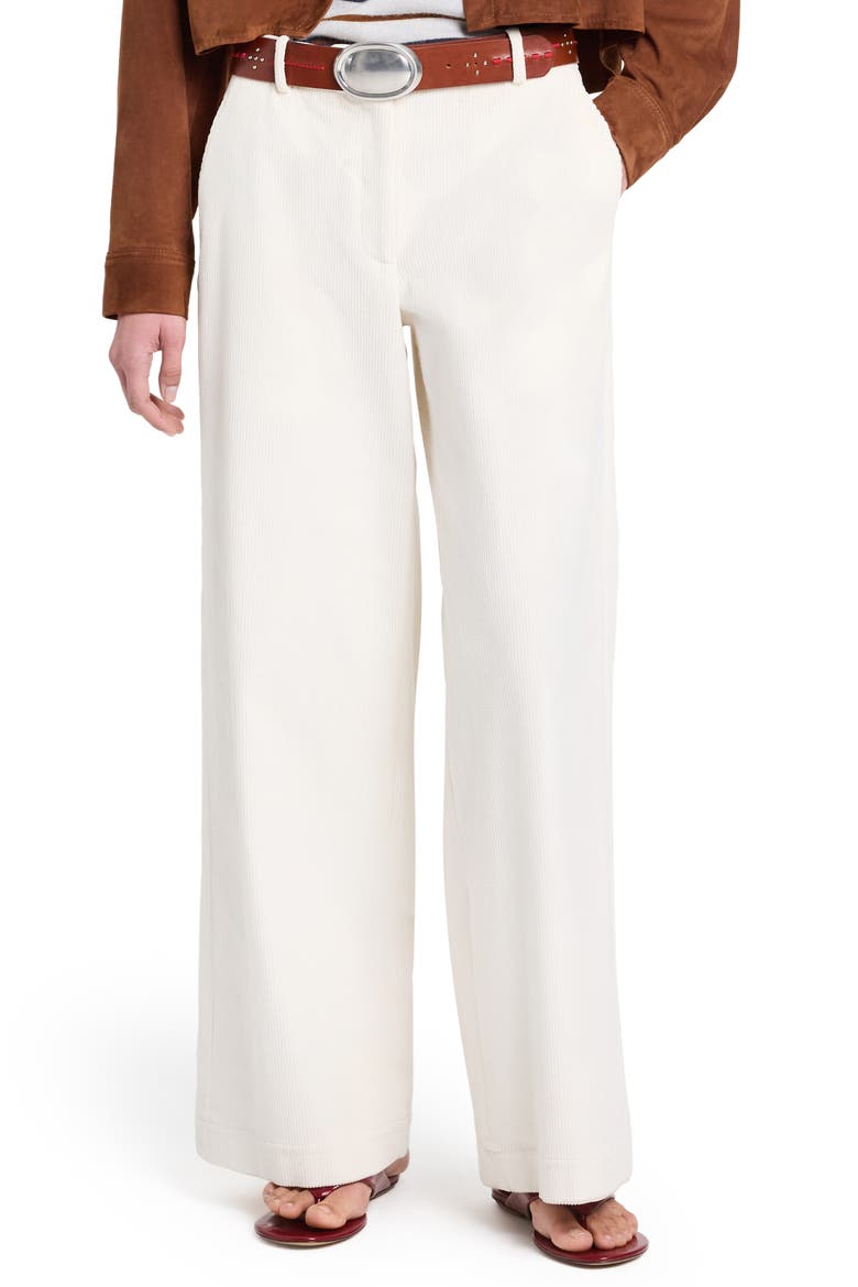 Dylan Stretch Cotton Corduroy Wide Leg Pants, Main, color, WHITE