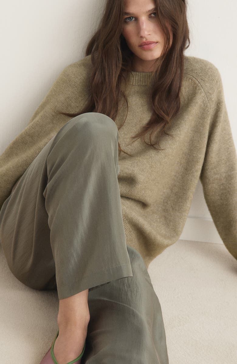 MANGO Crewneck Sweater, Alternate, color, Forest Green