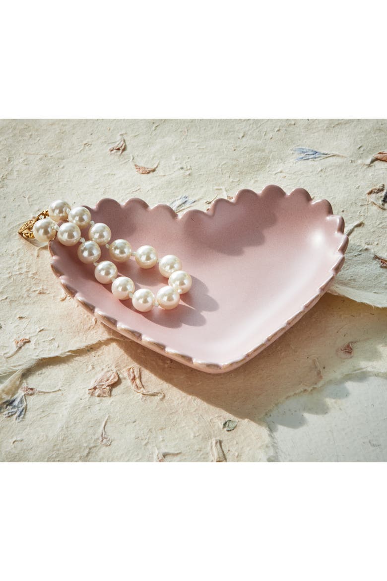 Scallop Heart Trinket Dish BStoneware Everyday, Alternate, color, Pink