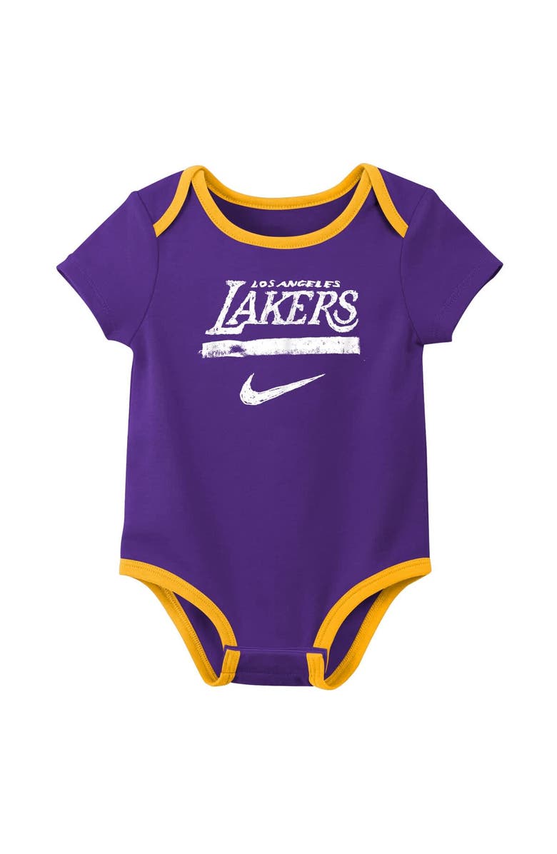 Nike Infant Nike Purple Los Angeles Lakers Courtside Premier 2-Pack Bodysuit Set, Alternate, color, Purple