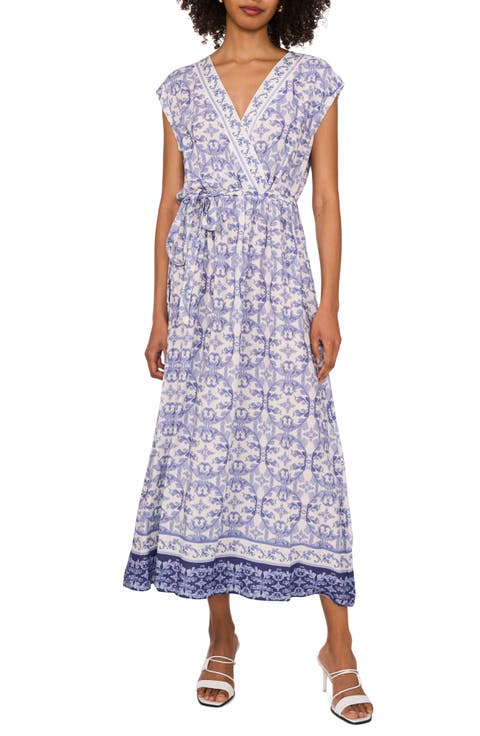 Surplice Neck Tie Belt Midi Dress