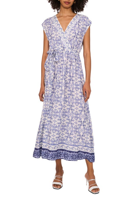 Vince Camuto Surplice Neck Tie Belt Midi Dress In Navy Dream