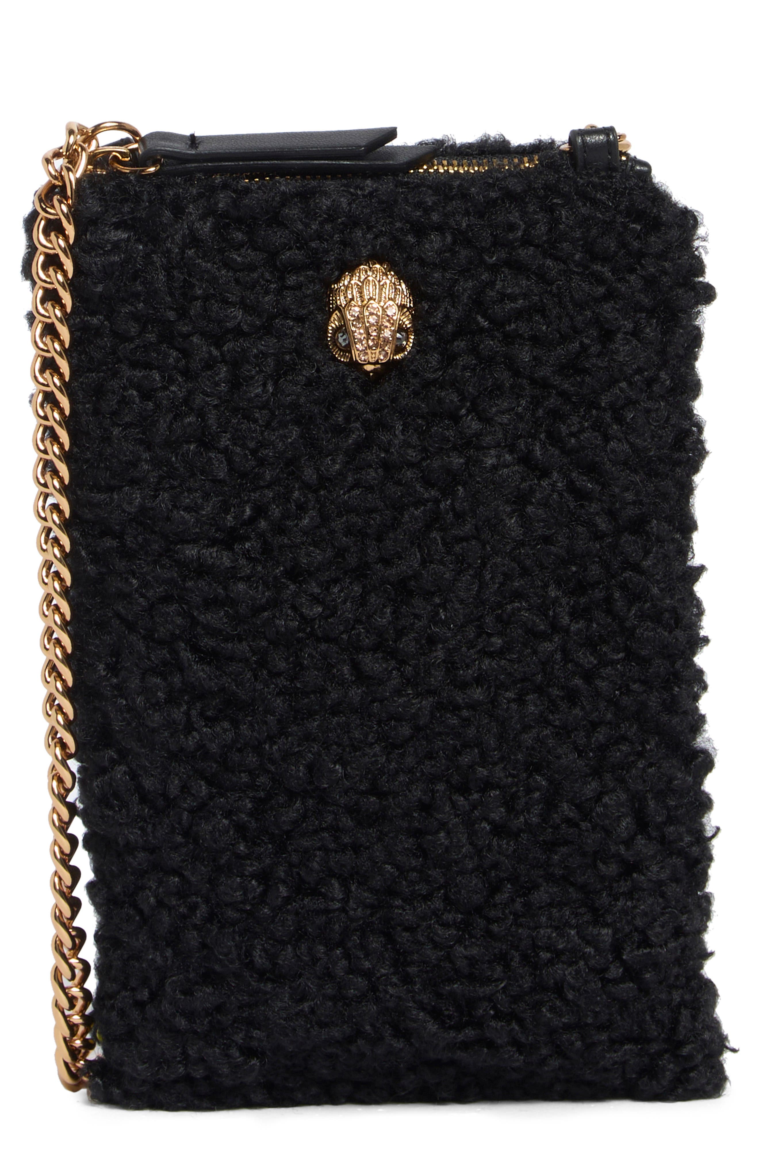 Faux Shearling Phone Crossbody Bag