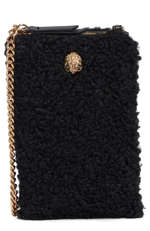 Faux Shearling Phone Crossbody Bag