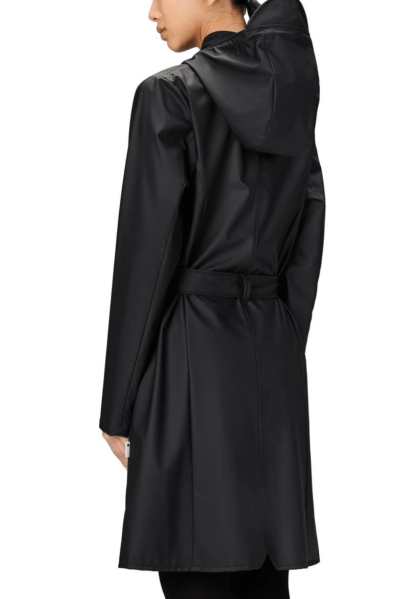 Curve Waterproof Belted Jacket, Alternate, color, BLACK