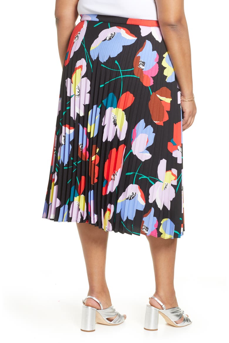 Pleated Midi Skirt, Alternate, color, BLACK MULTI RITA FLORAL