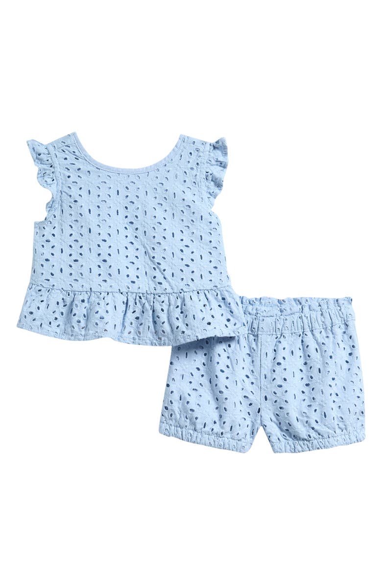 Little Planet Organic Cotton Eyelet Top & Shorts Set, Main, color, Blue Eyelet