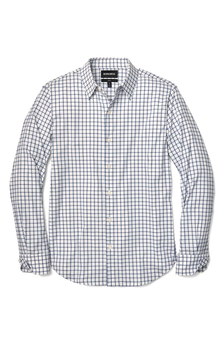 Bonobos Tech Slim Fit Solid Button-Up Shirt, Alternate, color, Horden Check - Blue Depths