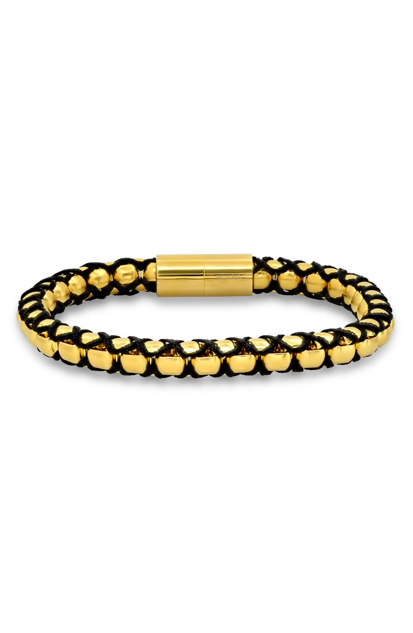 HMY JEWELRY Mens' 18K Gold Plate Stainless Steel Woven Chain Bracelet