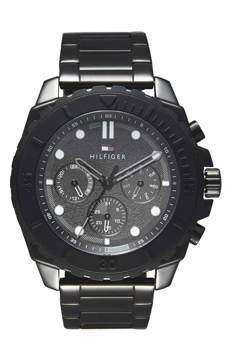 Tommy Hilfiger Morgan Chronograph Bracelet Watch, 48mm, Main, color, Black