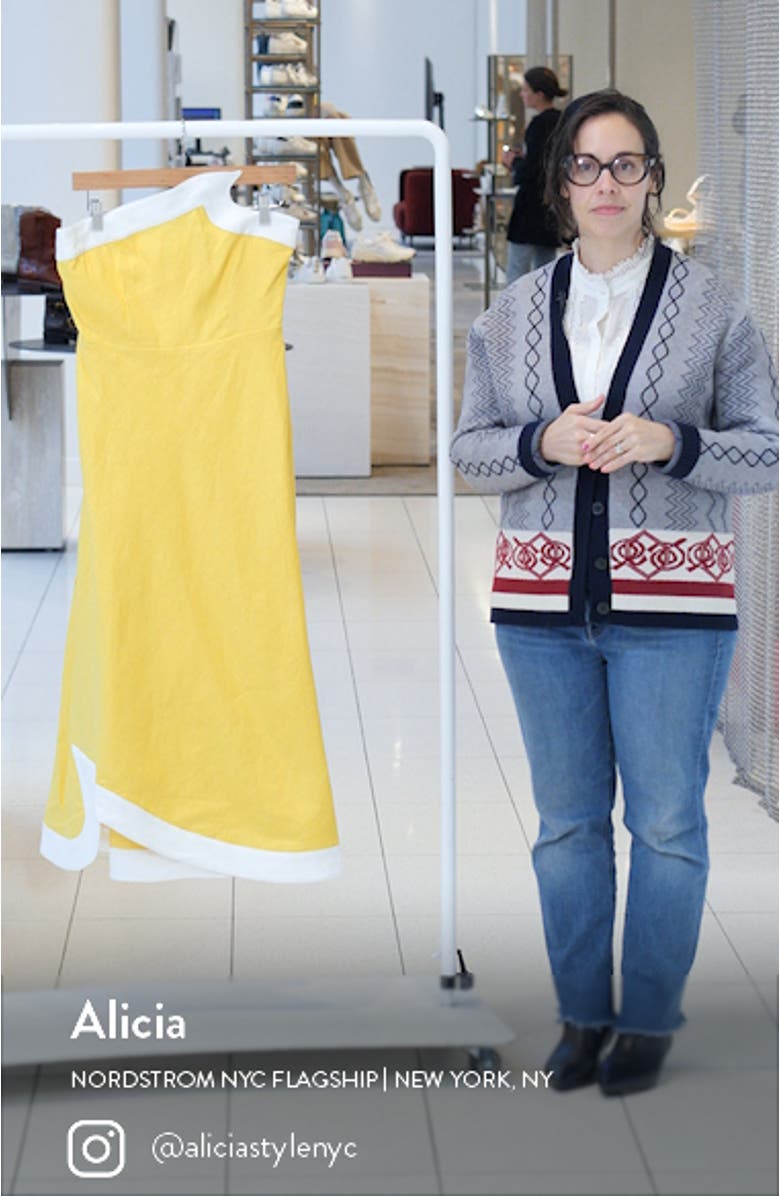 Contrast Detail Strapless Linen Dress, sales video thumbnail