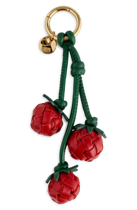 Woven Tomato Leather Bag Charm