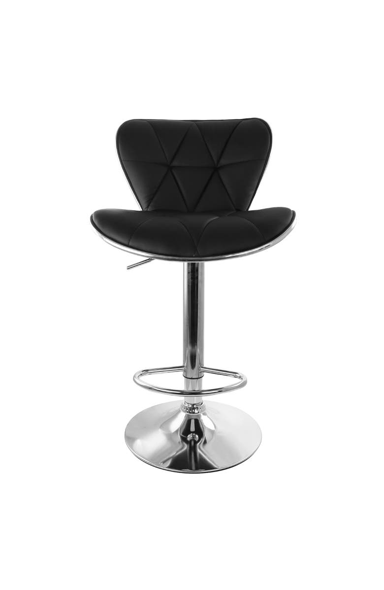 Elama 2 Piece Diamond Tufted Faux Leather Adjustable Bar Stool, Alternate, color, Black