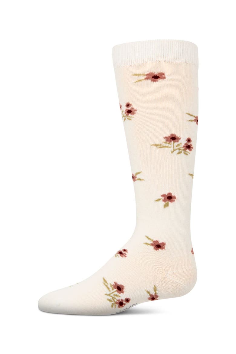 Opaque Stretch Blissful Bloom Knee High Sock, Main, color, Winter White