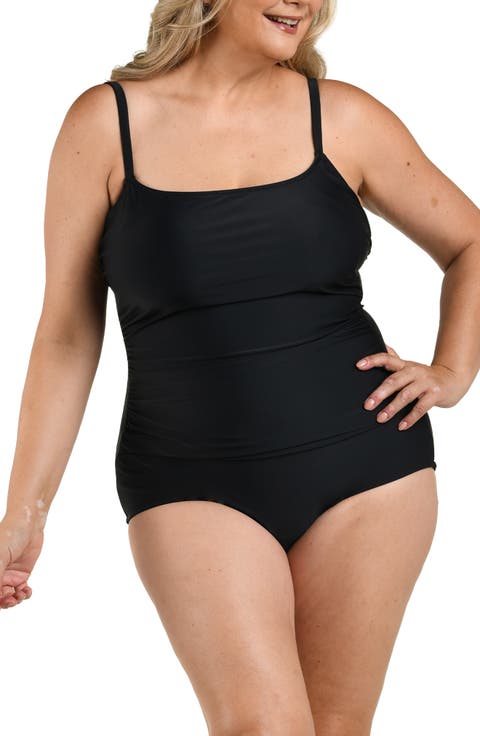 Ruched Girl Leg One-Piece Swimsuit
