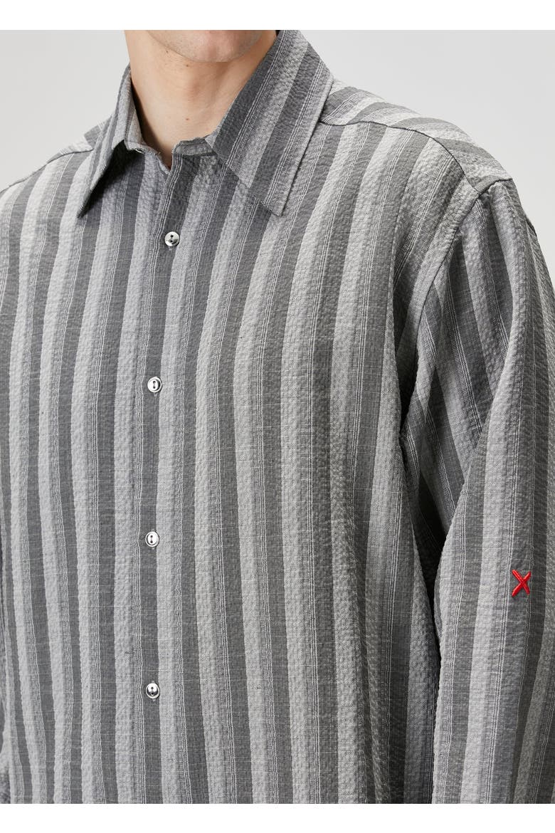 Linen & Cotton Blend Checked Woven Shirt, Alternate, color, grey