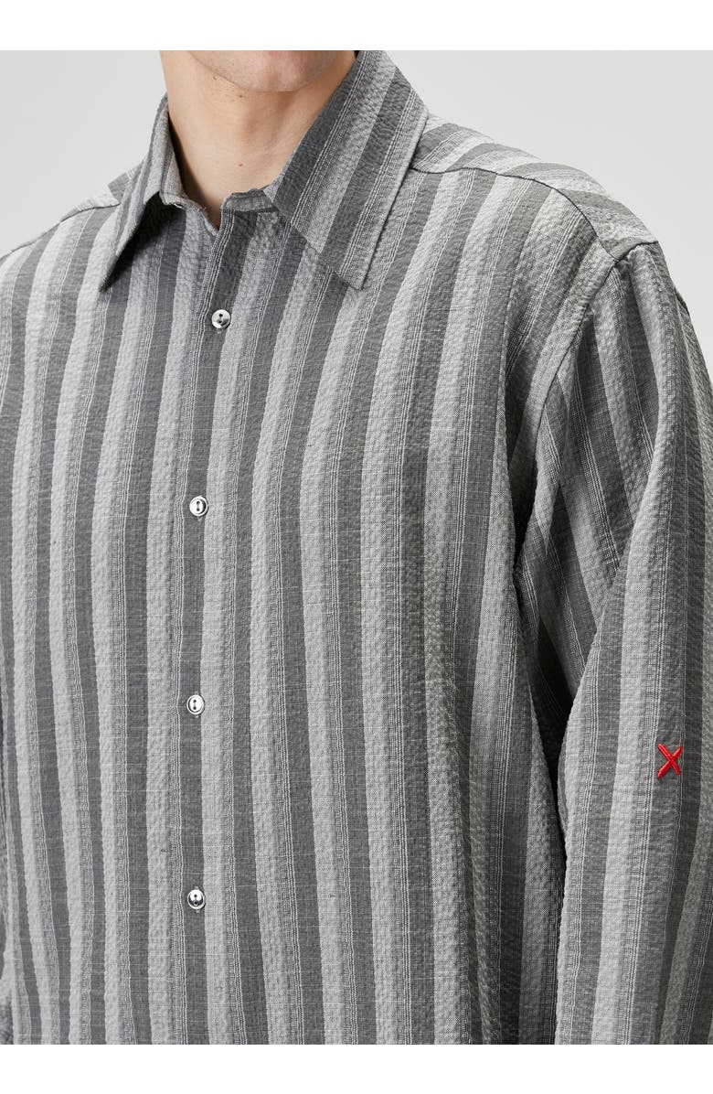 PCFG Linen & Cotton Blend Checked Woven Shirt, Alternate, color, Grey