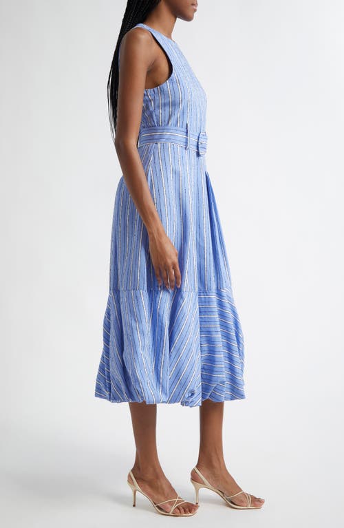 Cinq À Sept Hailey Directional Stripe Sleeveless Dress In Blue