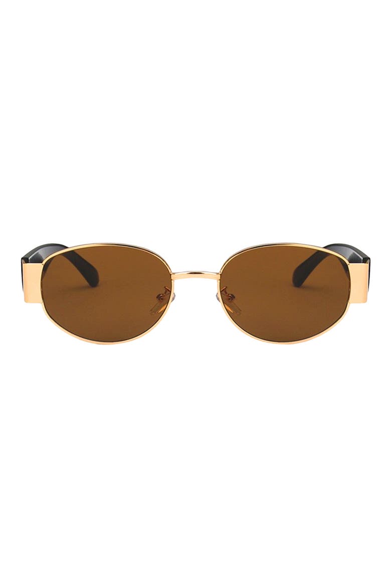 Elliot 57mm Polarized Oval Sunglasses, Main, color, BROWN/GOLD