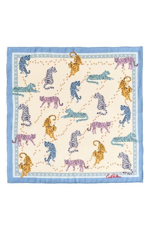 Lost Pattern Neon Tigers Silk Pocket Square In Multi