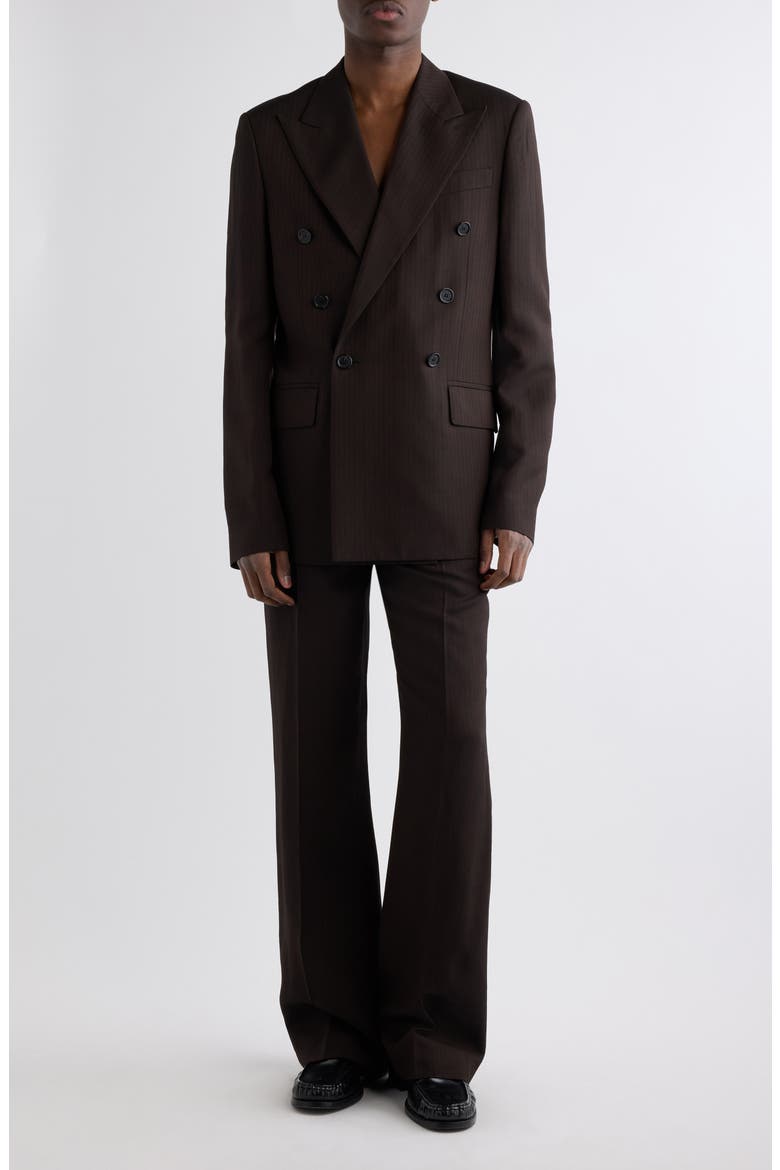 Palvin Fluid Herringbone Wide Leg Trousers, Alternate, color, CHOCOLATE BROWN