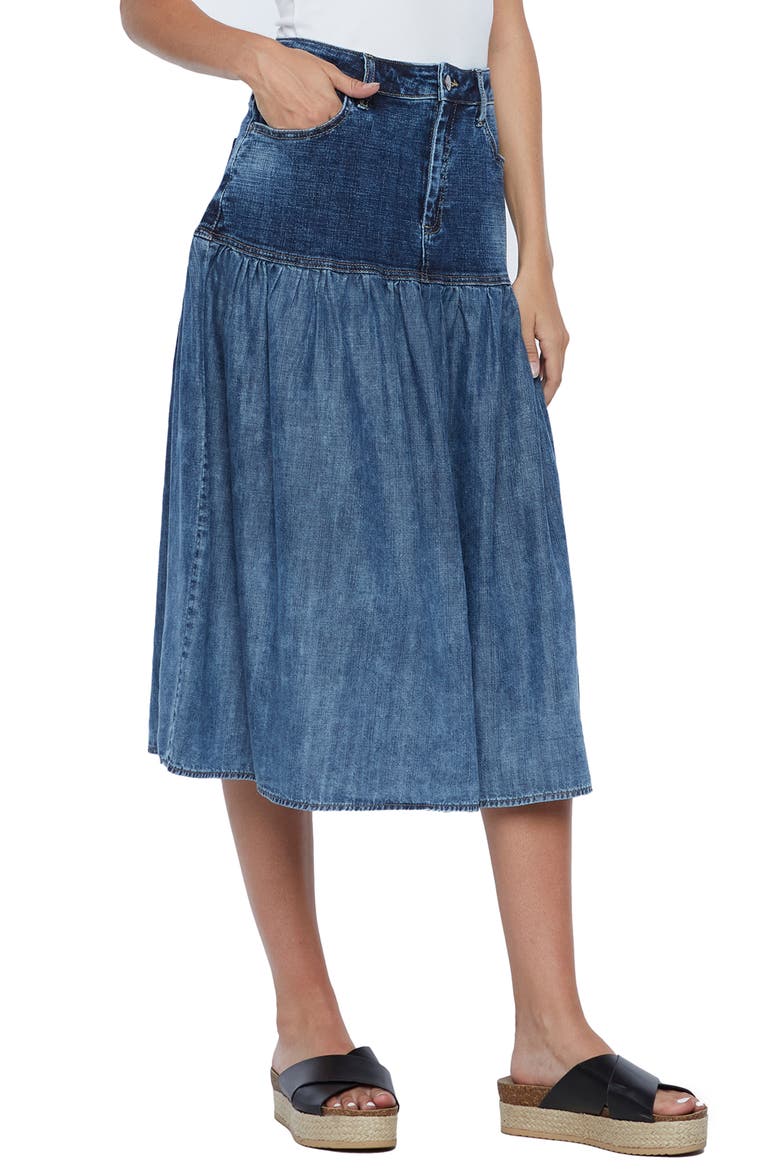 Sway Denim Skirt, Alternate, color, TURF BLUE