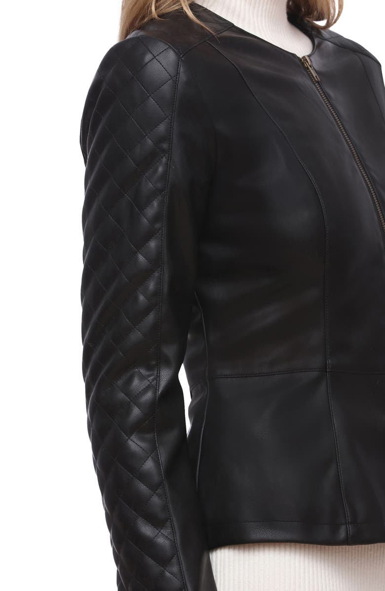 Bagatelle Zip-Up Faux Leather Jacket, Alternate, color, Black