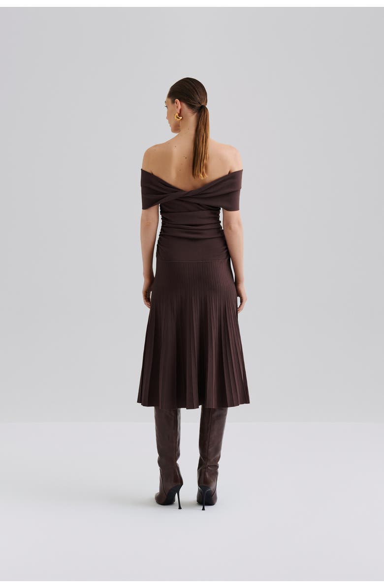 Malina Althena Off Shoulder Knitted Dress, Alternate, color, Chocolate