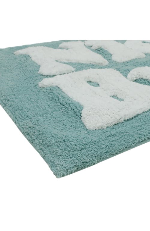 Jessica Simpson Cotton Bath Rug In Aqua/white