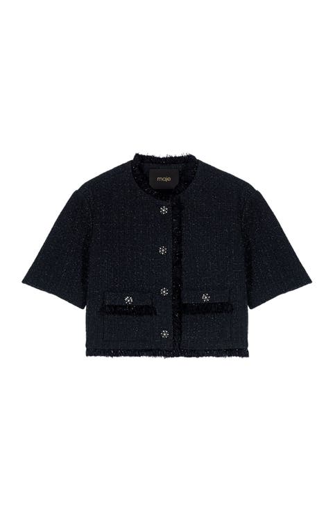Short shiny tweed jacket