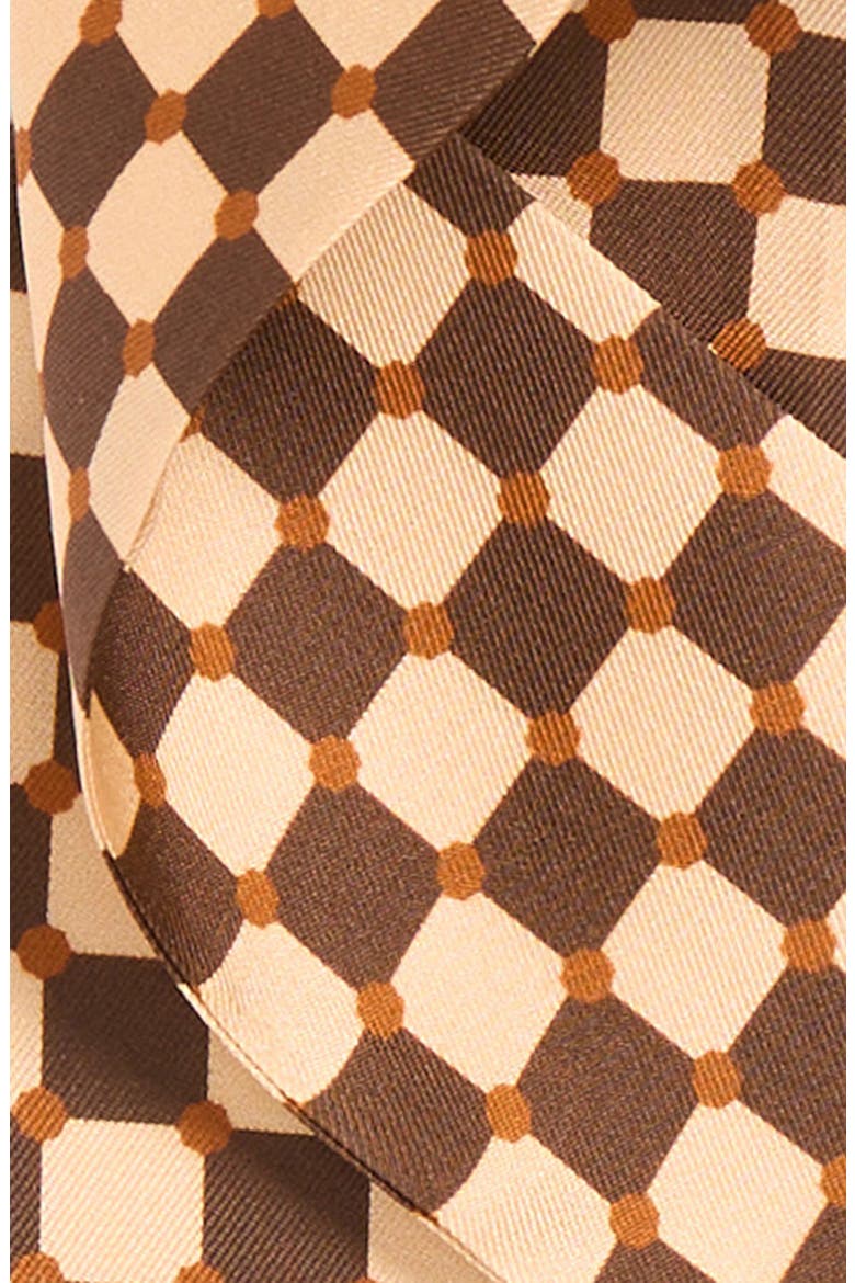 Checkerboard Skinny Silk Scarf, Alternate, color, COFFEE