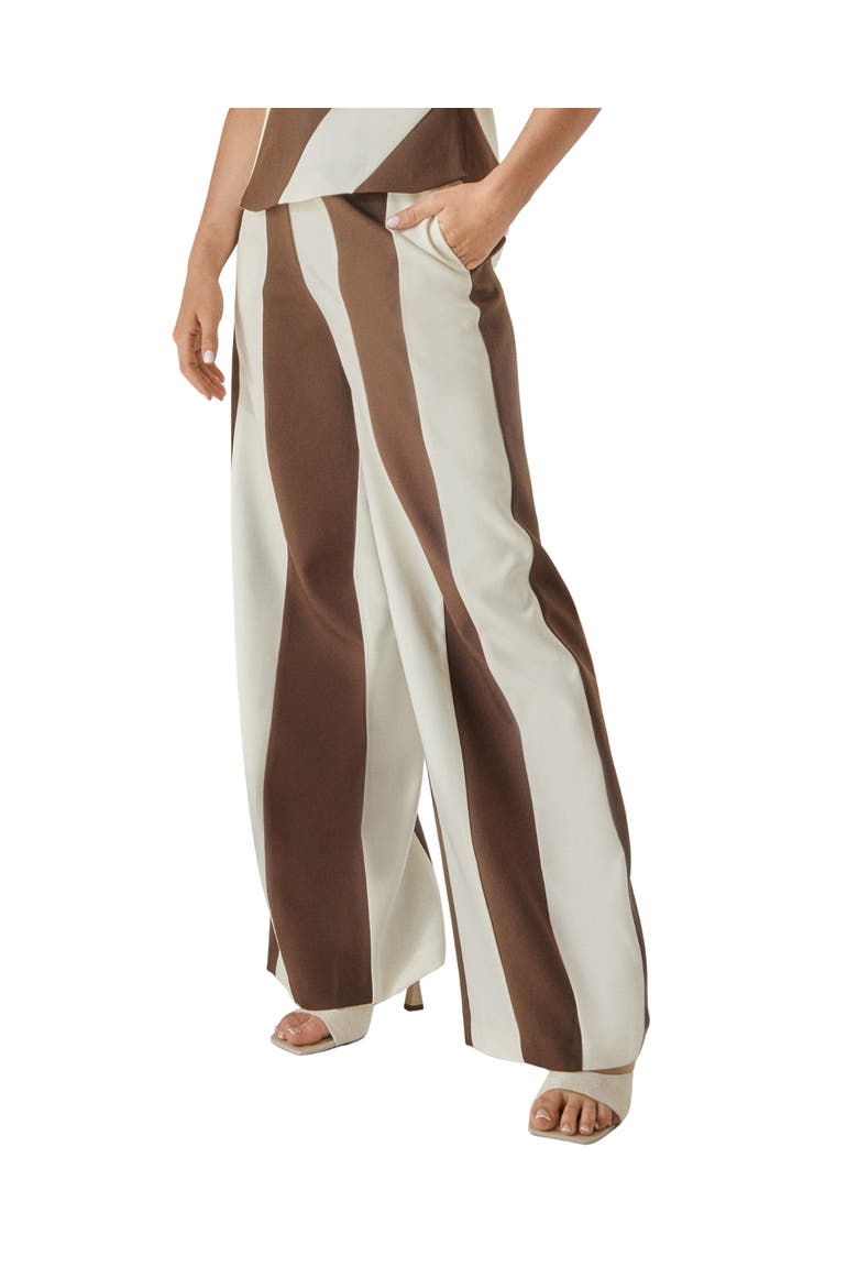 Stripe Tailored Wide Leg Pants, Alternate, color, Chocolate