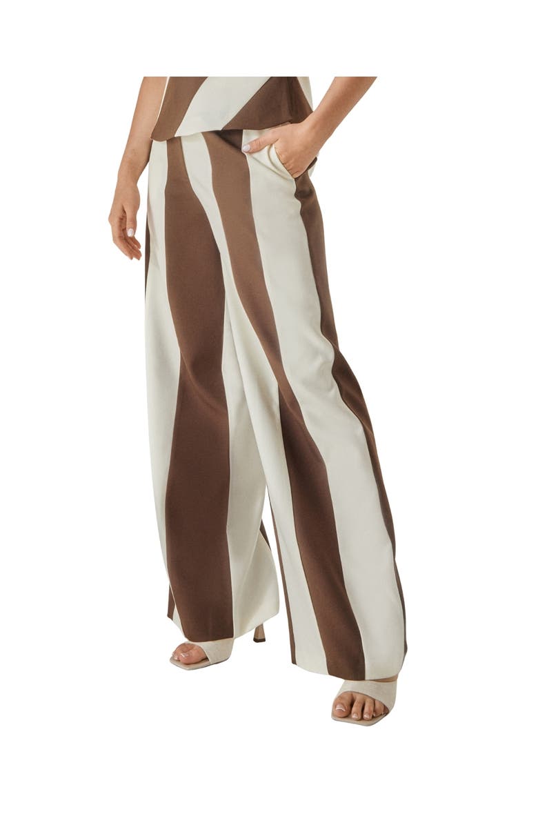 NASTY GAL Stripe Tailored Wide Leg Pants, Alternate, color, Chocolate