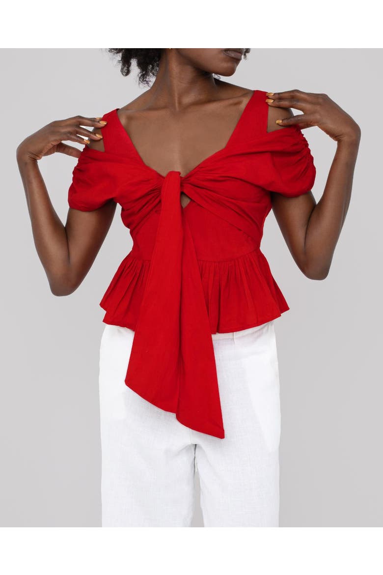 Usha Poplin Peplum Top, Alternate, color, White