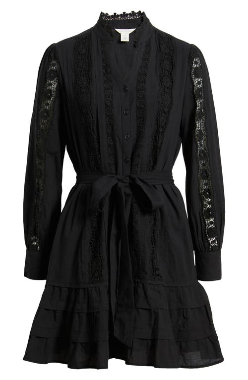 Caslonr Caslon(r) Lace Panel Long Sleeve Minidress