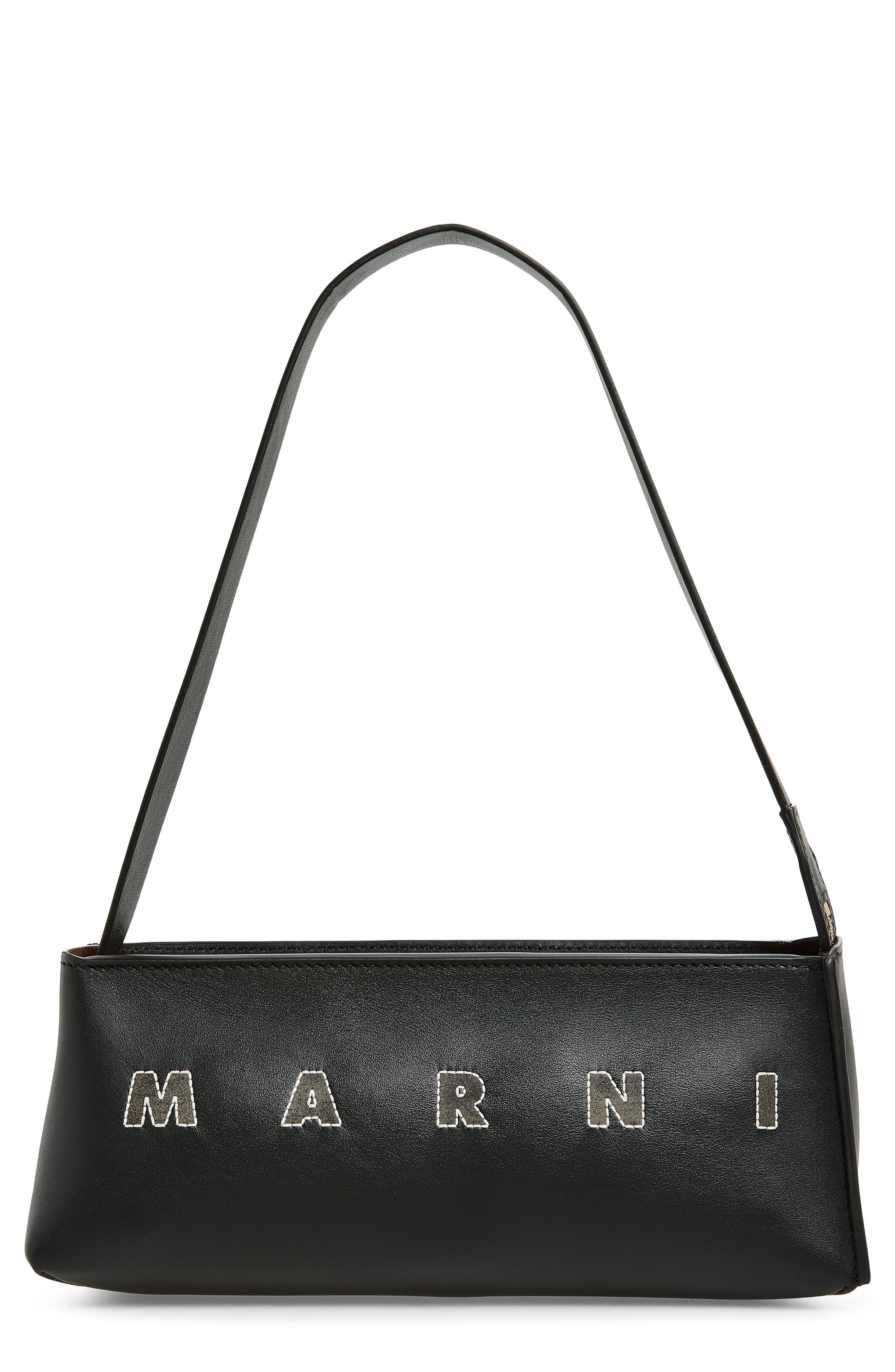 Leather Baguette Hobo Bag, Main, color, 00N99 BLACK