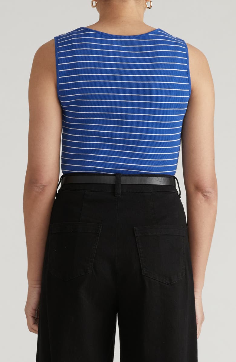 Universal Standard Daisy Ribbed Scoop Neck Tank, Alternate, color, Bright Blue/ White