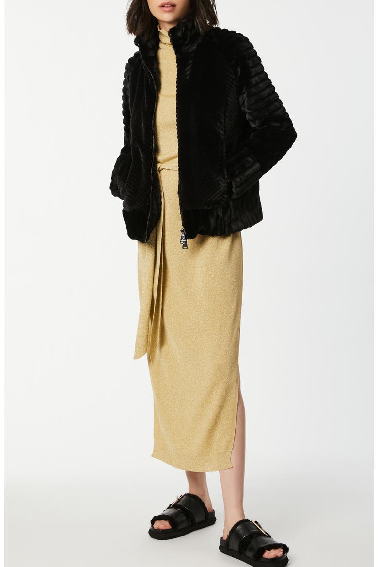 Textured Faux Fur Jacket, Alternate, color, BLACK