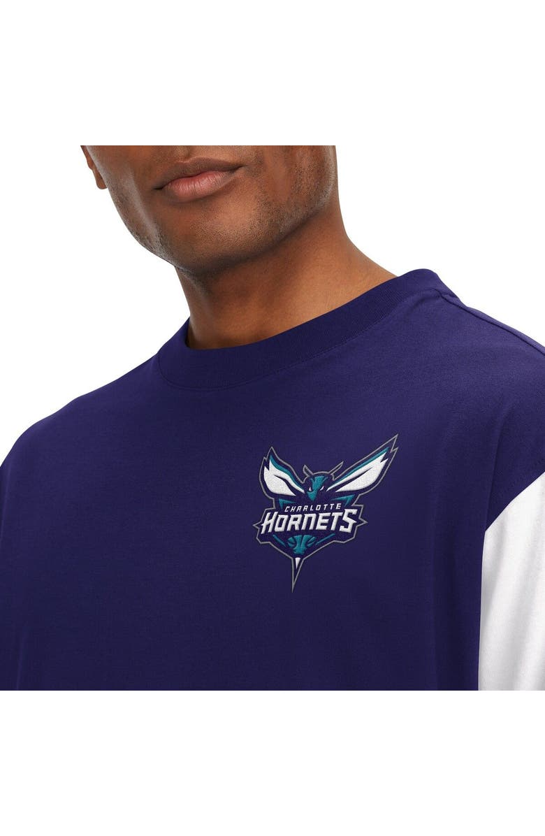 TOMMY JEANS Men's Tommy Jeans Purple Charlotte Hornets Richie Color Block Long Sleeve T-Shirt, Alternate, color, Purple