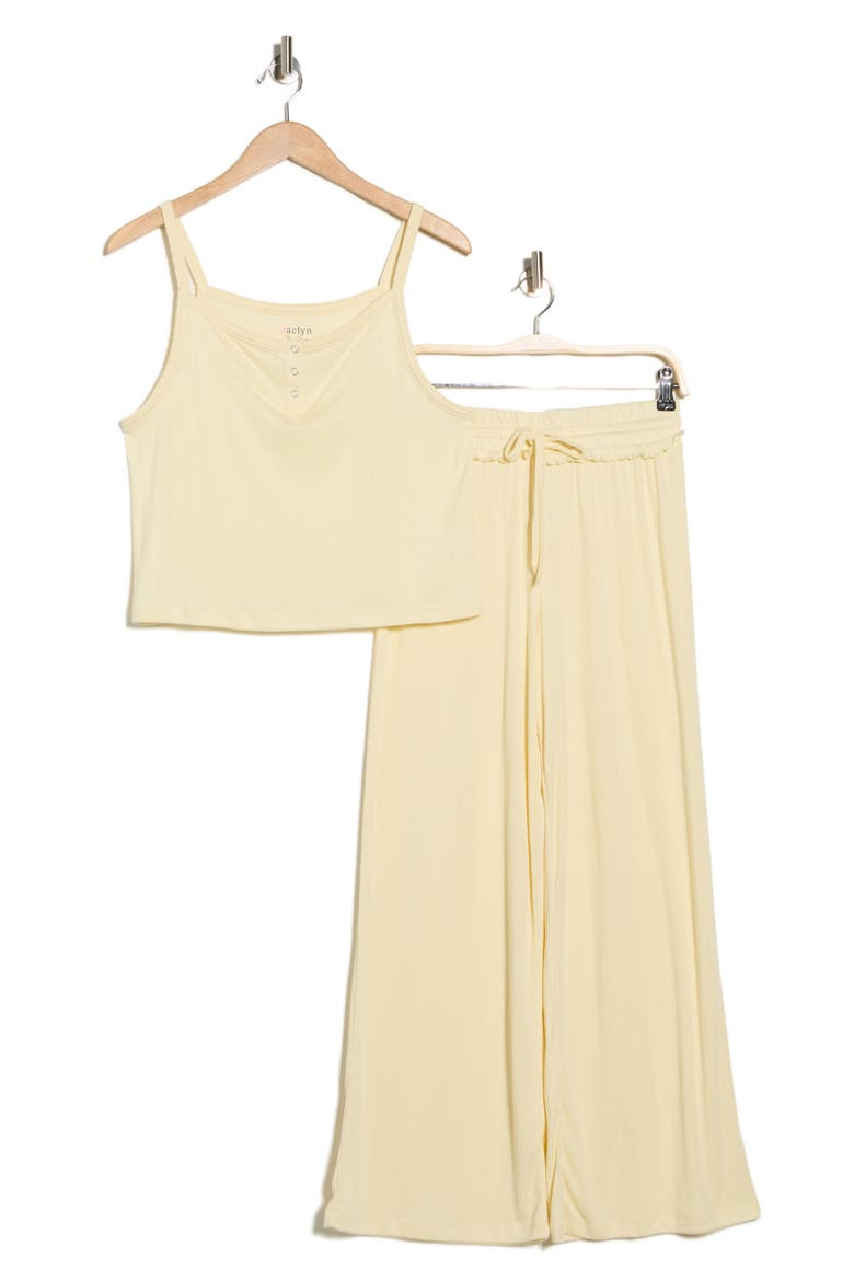 Henley Camisole & Flare Leg Pants Pajamas, Alternate, color, SOLID ANISE FLOWER