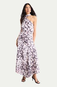 Warehouse Scarf Tie Asymmetric Maxi Dress