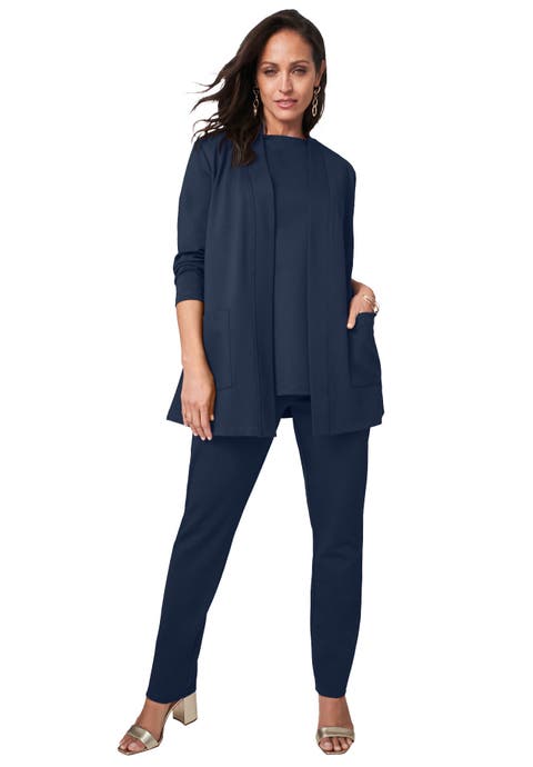 3 Piece Ponte Pant Set (Plus Available)