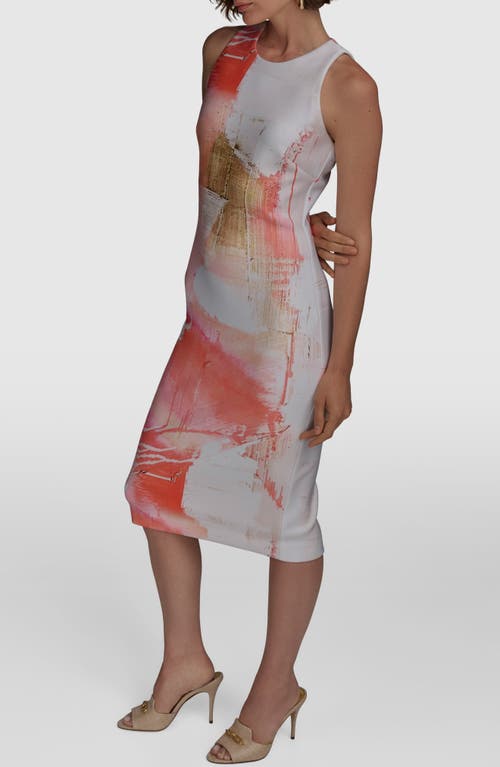 Donna Karan New York Abstract Print Sleeveless Sheath Dress In Spring Melon Multi