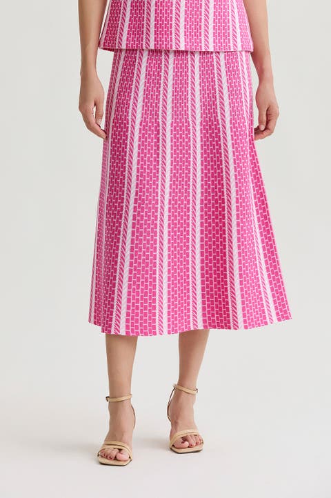 Roadmap Pattern Soft Knit Midi Skirt