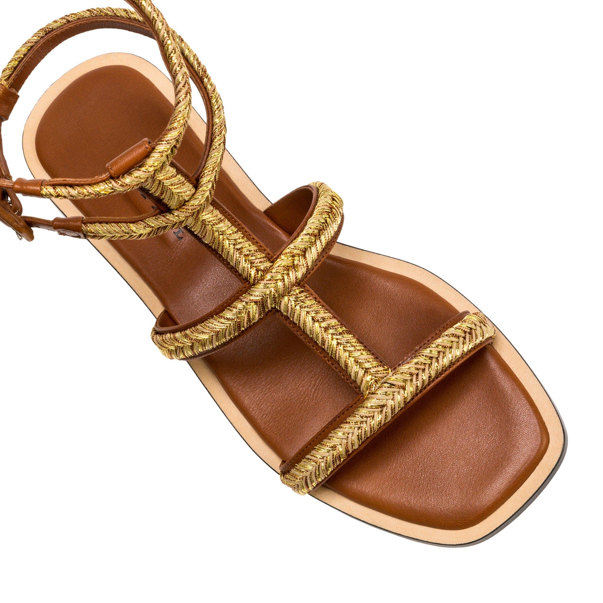 Darcia Camello Flat Gladiator Sandal, Alternate, color, Camello