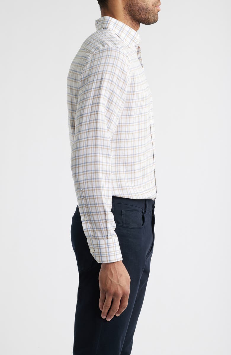 Scott Barber Coastal Regular Fit Plaid Linen & Lyocell Button-Down Shirt, Alternate, color,