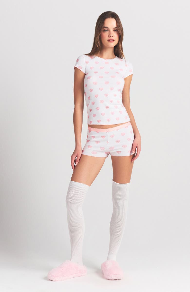 SKIMS Pointelle Pajamas, Alternate, color, Snow Lace Hearts