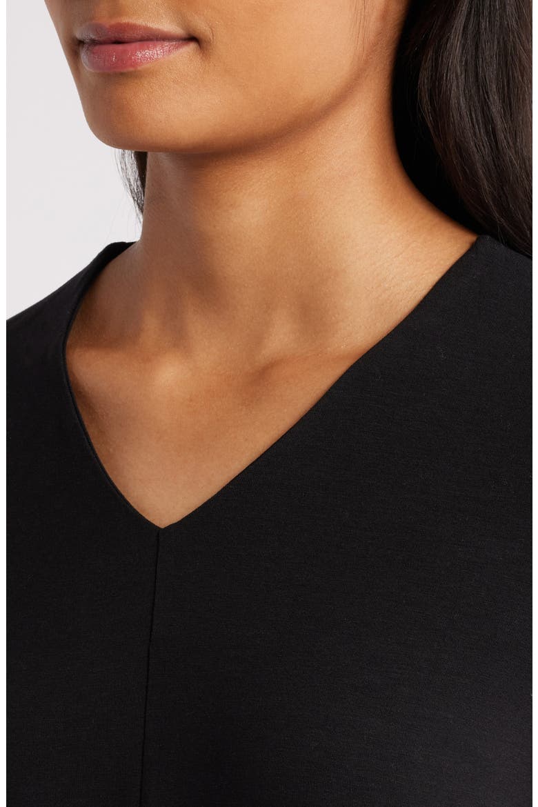 Long Sleeve V-Neck Tunic Top, Alternate, color, BLACK